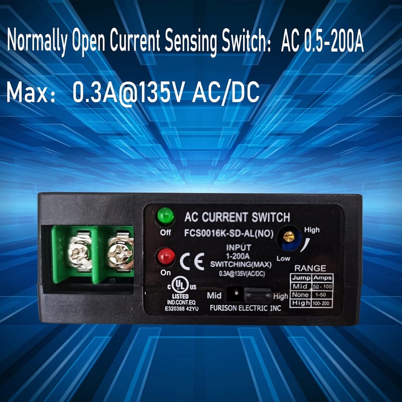nodehawk AC Current Switch Transducer Input 1A-200A Switching Max 0.3A@135V AC/DC Solid Core Self-Powered （16K-SD-NO-AL） - Image 2